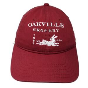 Oakville Grocery 1881 Strapback Baseball Cap Red One Size Adjustable Camp David